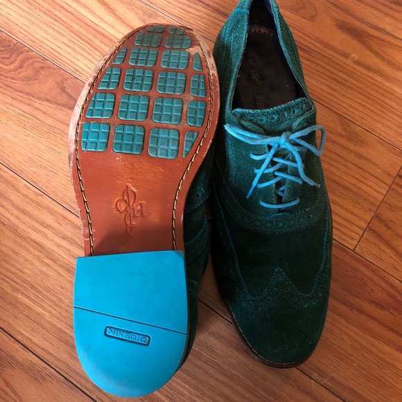 NIKE AIR & COLE HAAN TURQUOISE SUEDE OXFORDS - Picture 4 of 7